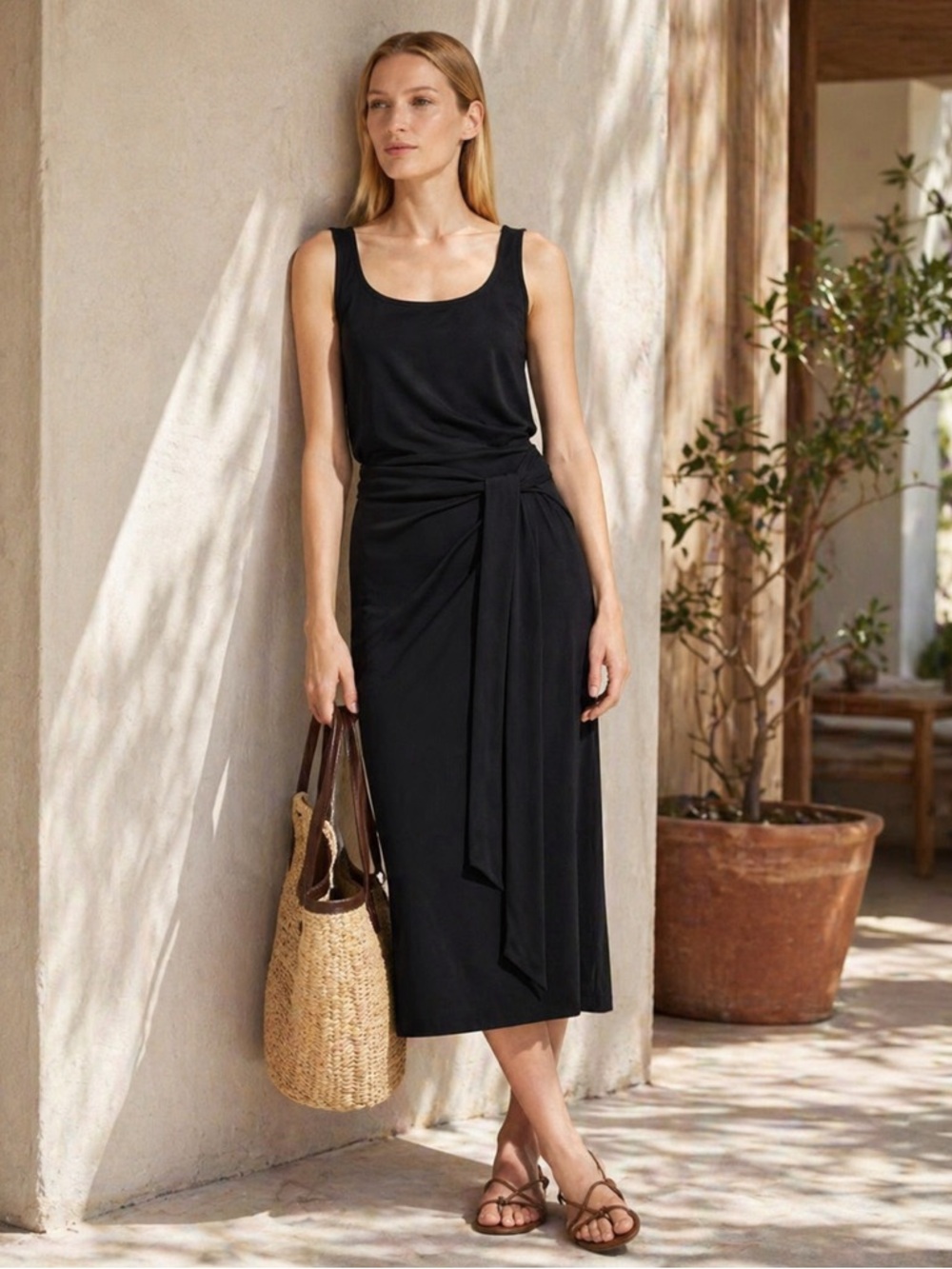 Vince Black Sleeveless Wrap Sleeveless Dress Medium